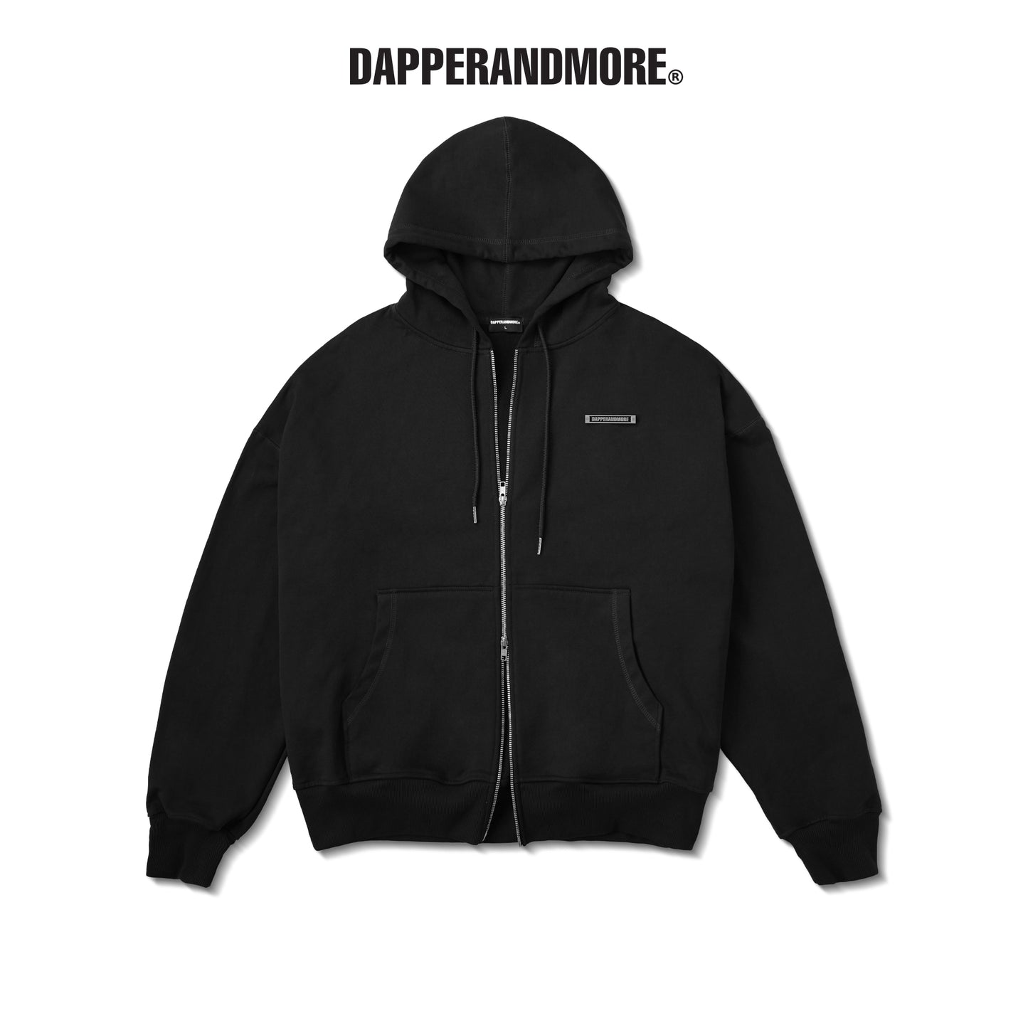 METAL ZIPPED HOODIE/ BLACK