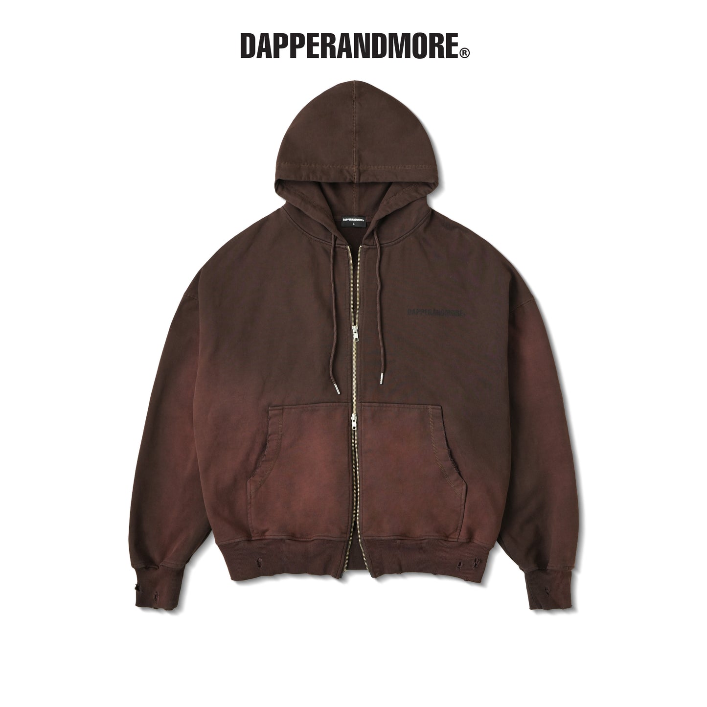 TRASH ZIPPED WASH HOODIE/ BROWN