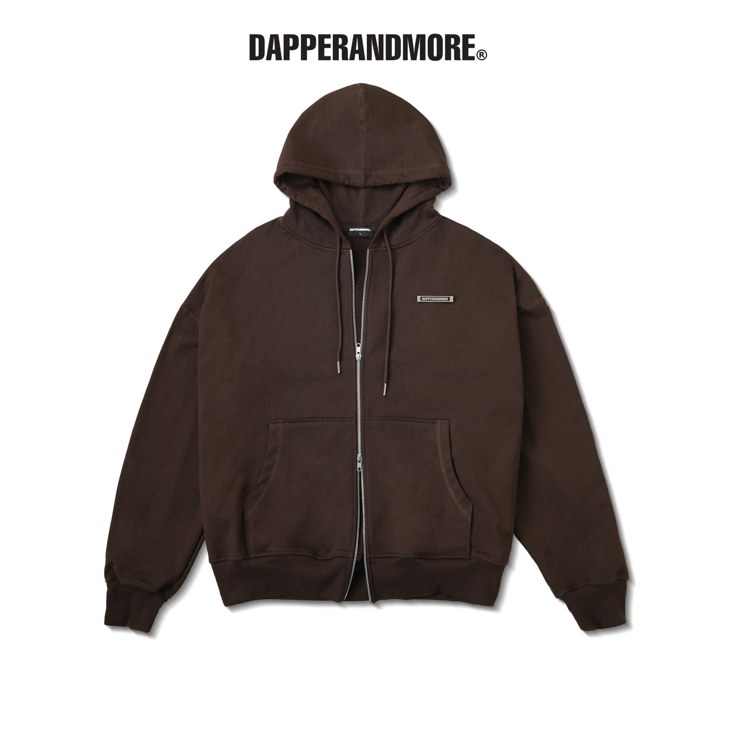 METAL ZIPPED HOODIE/ BROWN