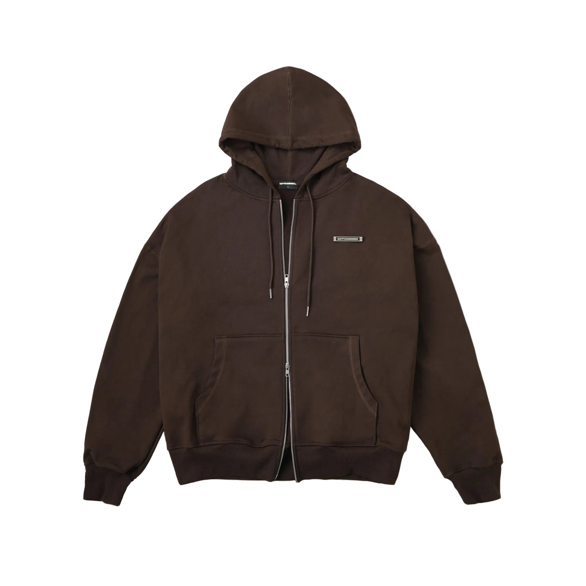 METAL ZIPPED HOODIE/ BROWN