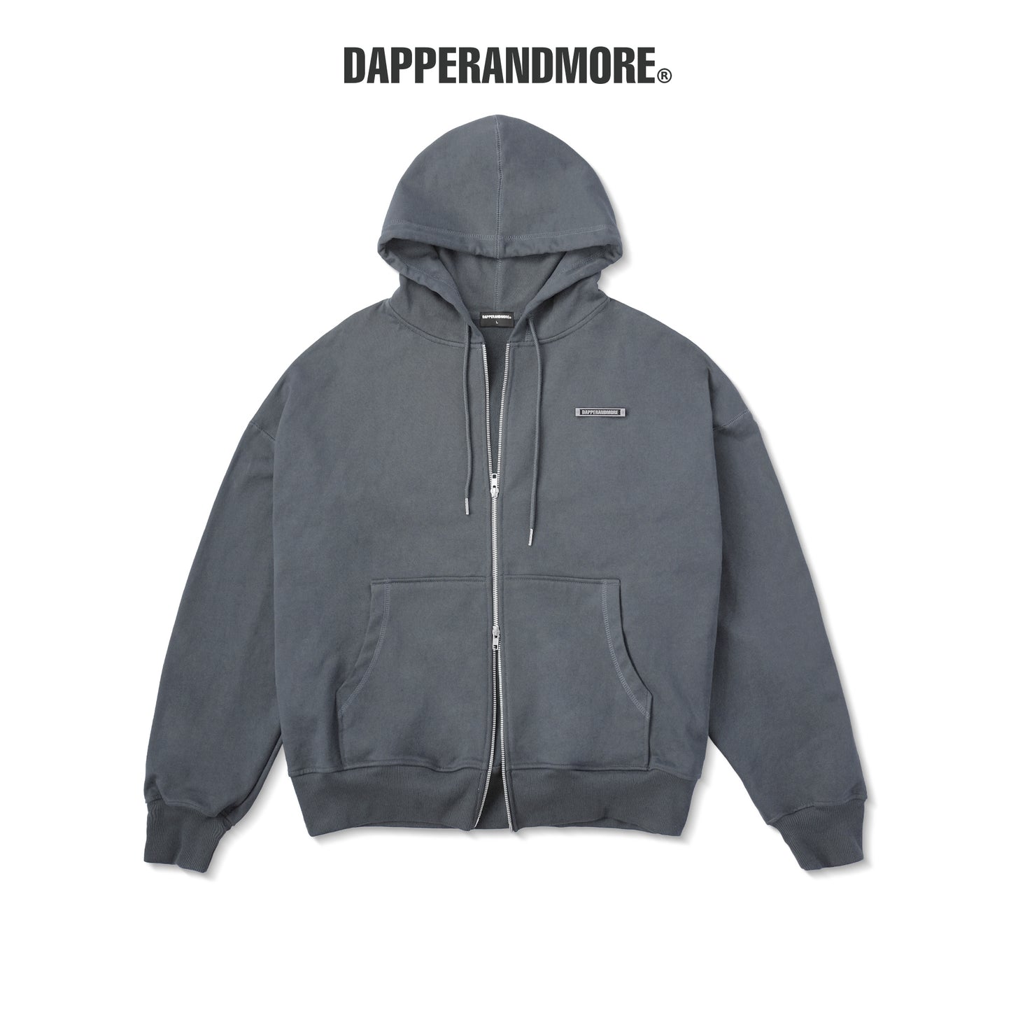 METAL ZIPPED HOODIE/ GREY