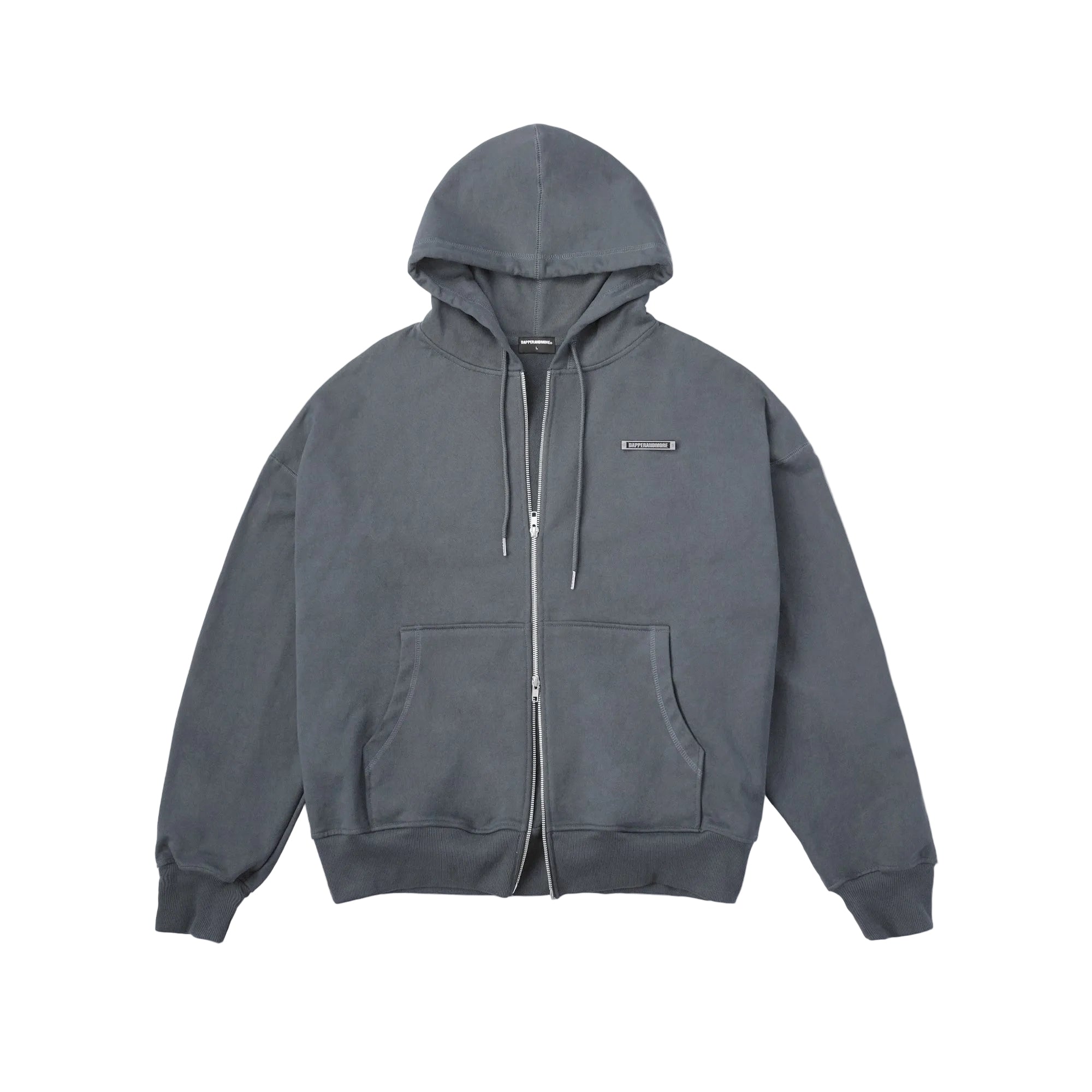 METAL ZIPPED HOODIE/ GREY