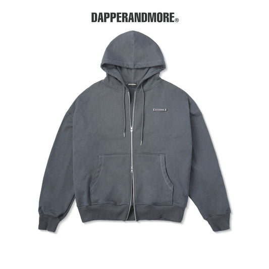 METAL ZIPPED HOODIE/ GREY