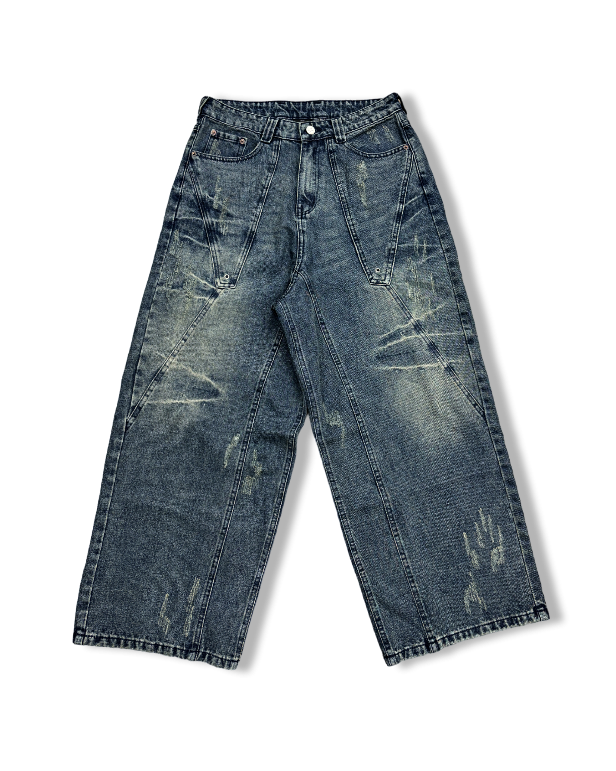SLASHED STRUCTURE DENIM - DESTROYED INDIGO