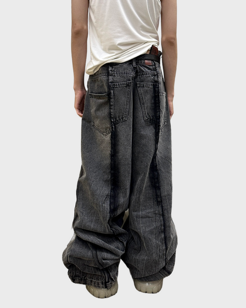 BROKEN WAIST DENIM - WASHED BLACK
