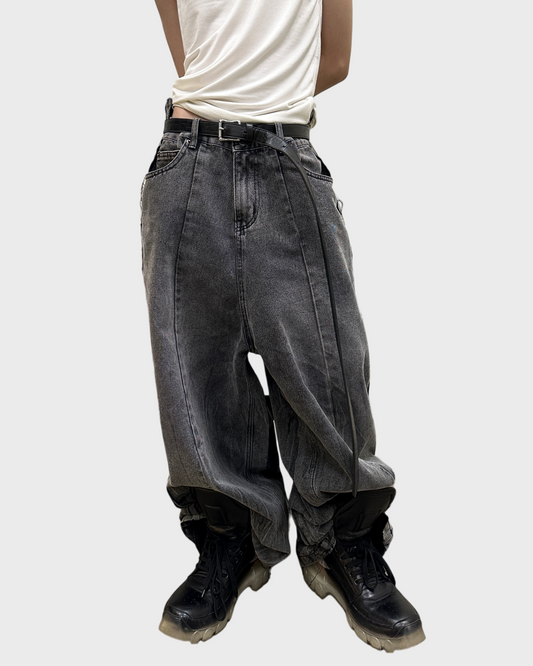 BROKEN WAIST DENIM - WASHED BLACK