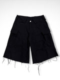 RAW EDGE CARGO SHORTS - BLACK