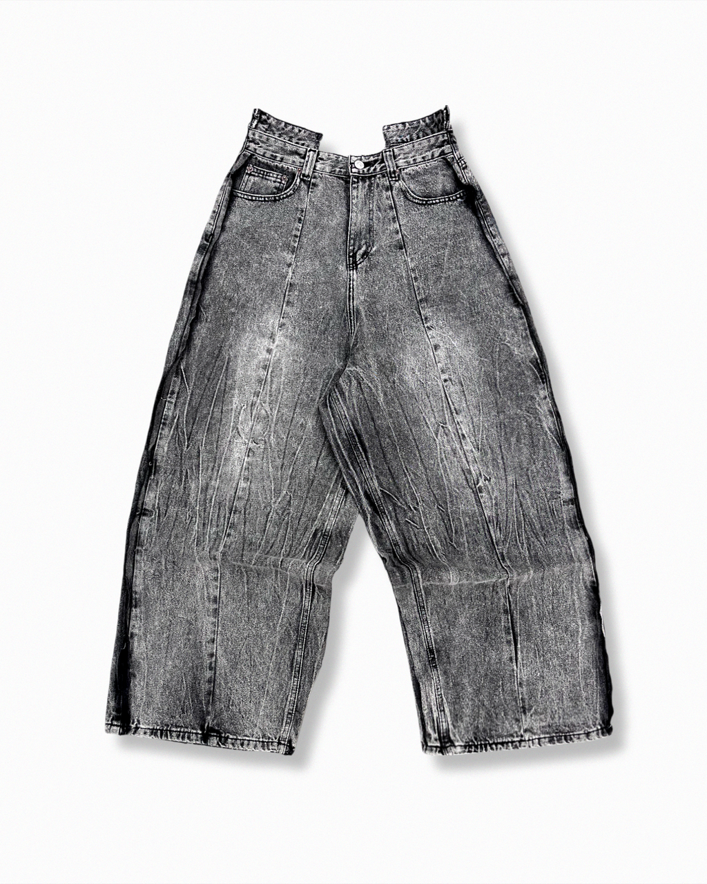 BROKEN WAIST DENIM - WASHED BLACK