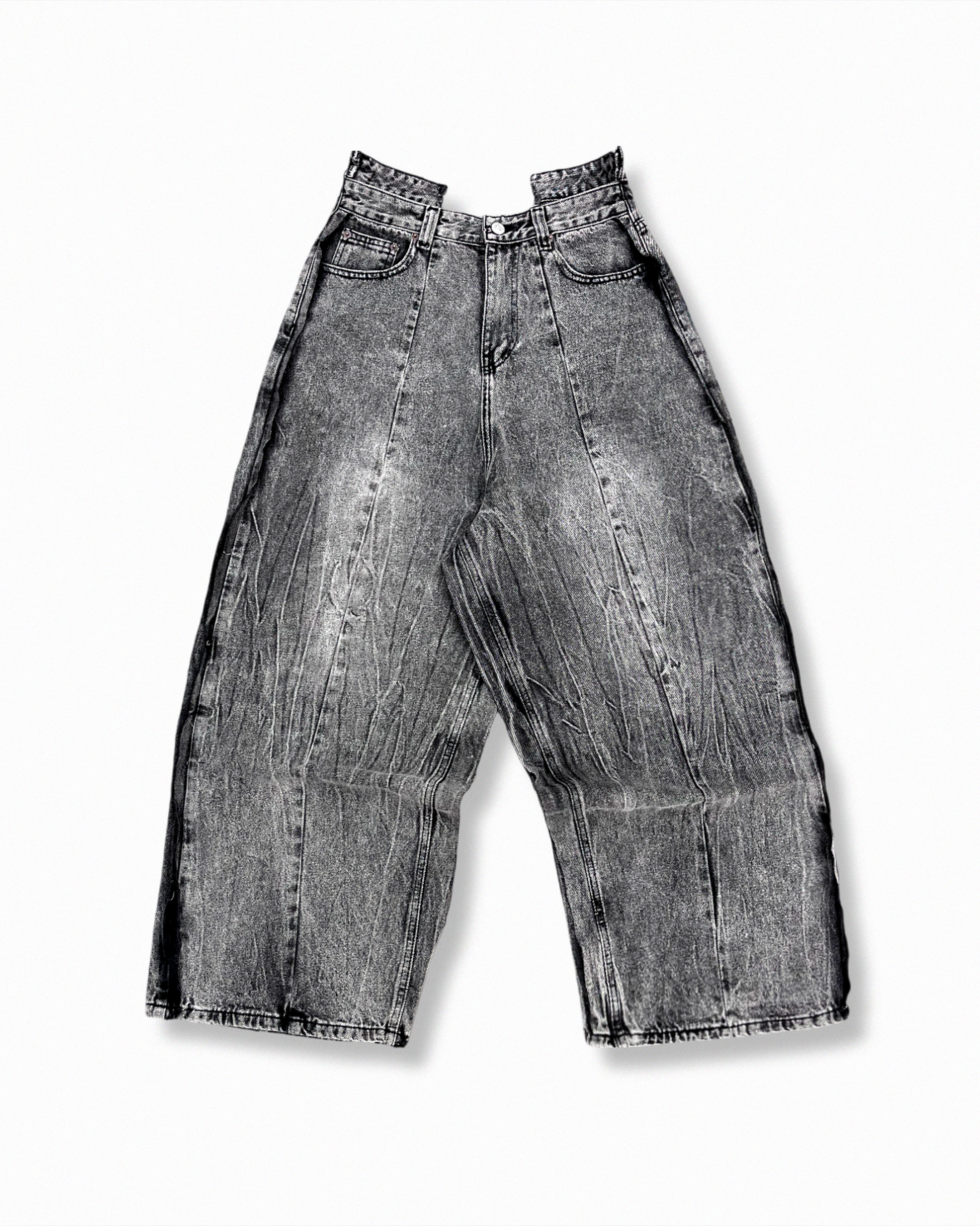 BROKEN WAIST DENIM - WASHED BLACK