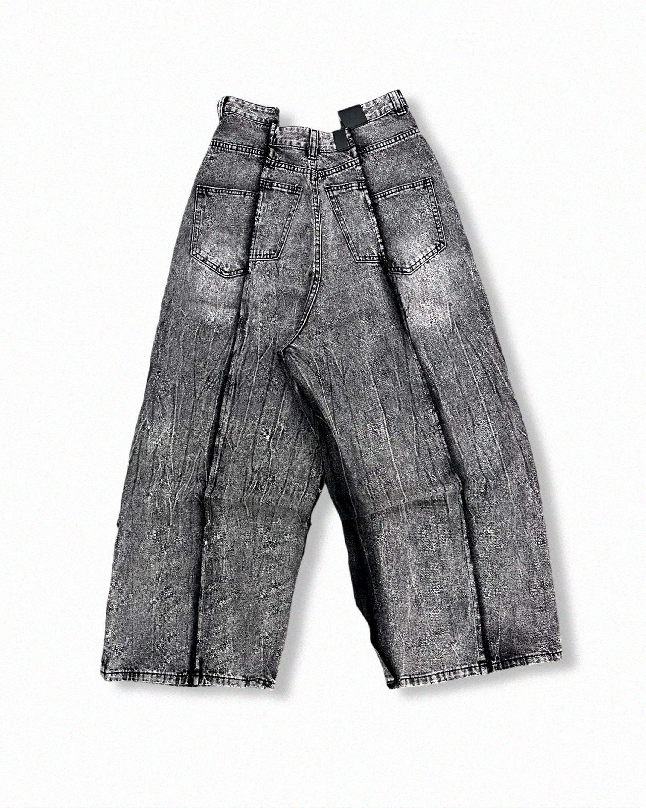 BROKEN WAIST DENIM - WASHED BLACK