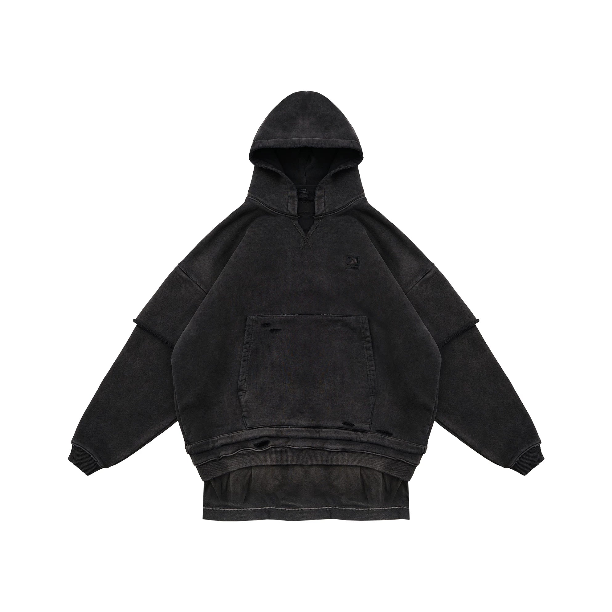 3-IN-1 DISTRESSED LAYERED HOODIE