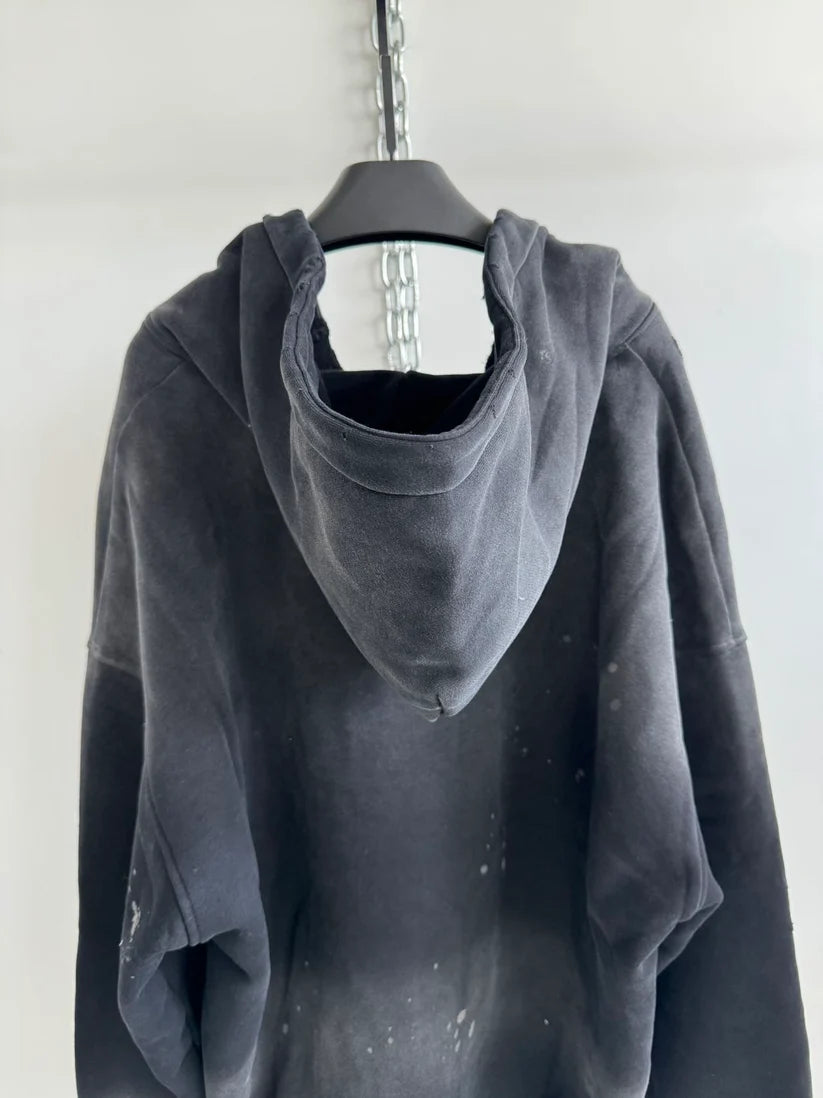 DISTRESSED SLOGAN HOODIE