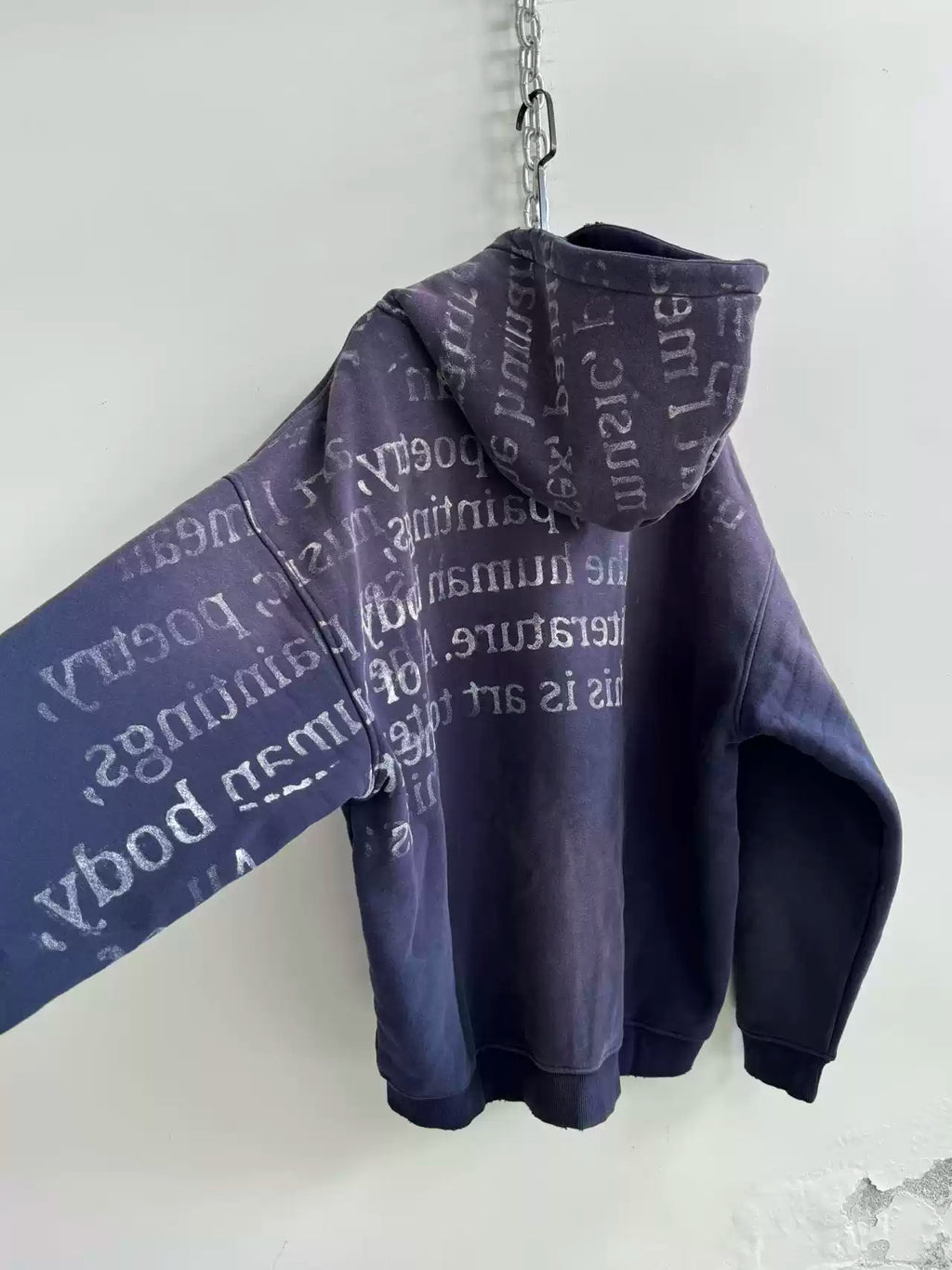 DISTRESSED SLOGAN ZIP HOODIE