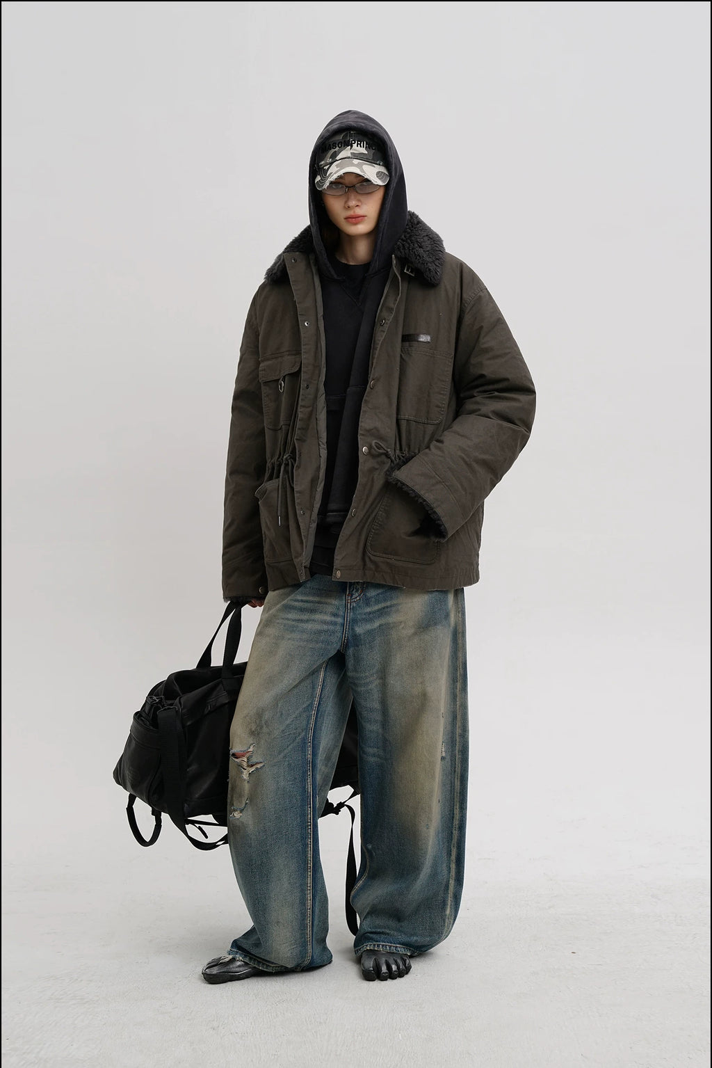 3-IN-1 DISTRESSED LAYERED HOODIE