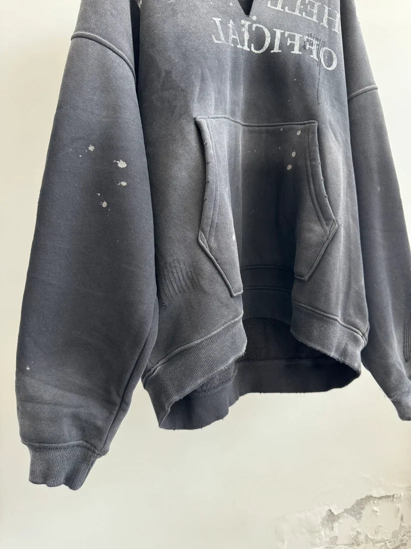 DISTRESSED SLOGAN HOODIE