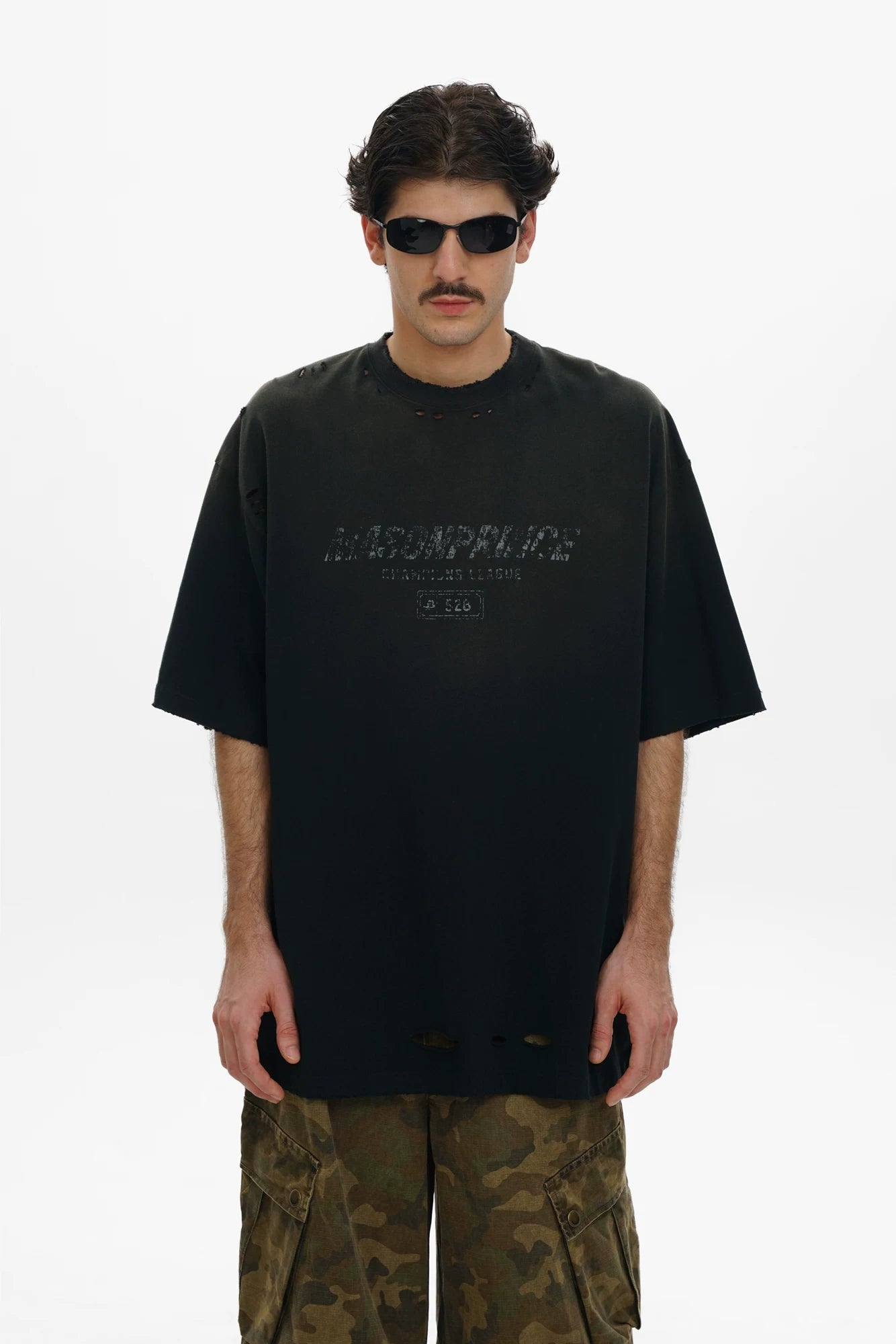 GRADIENT BATTLE-DAMAGED TEE BLACK