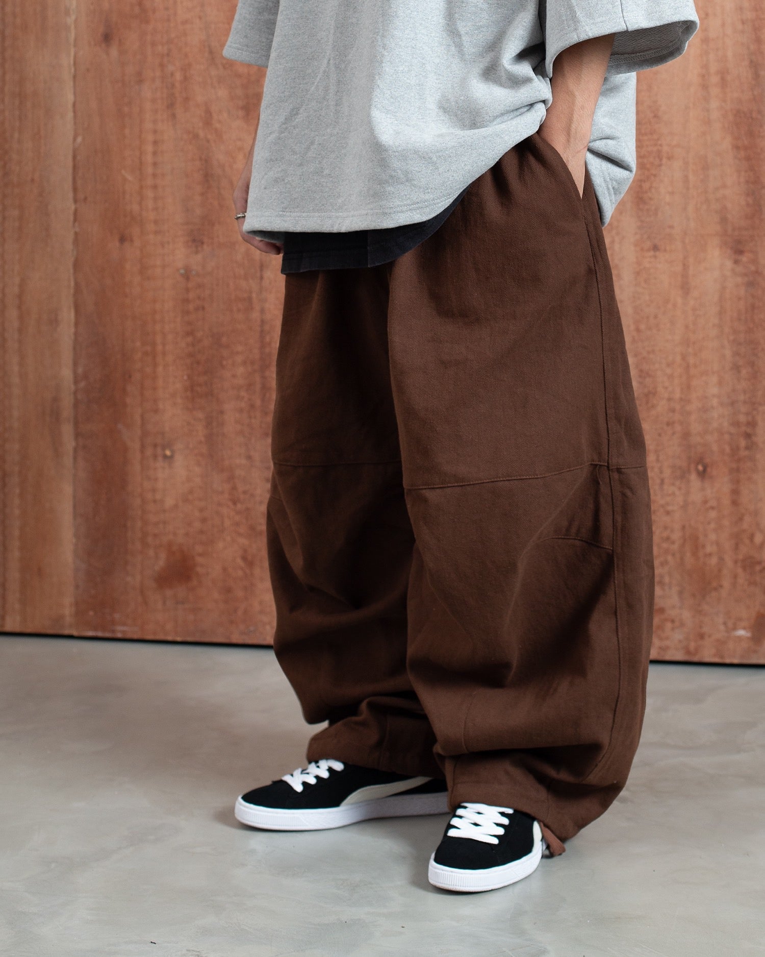 Wide-Leg Khaki Pants with Zipper