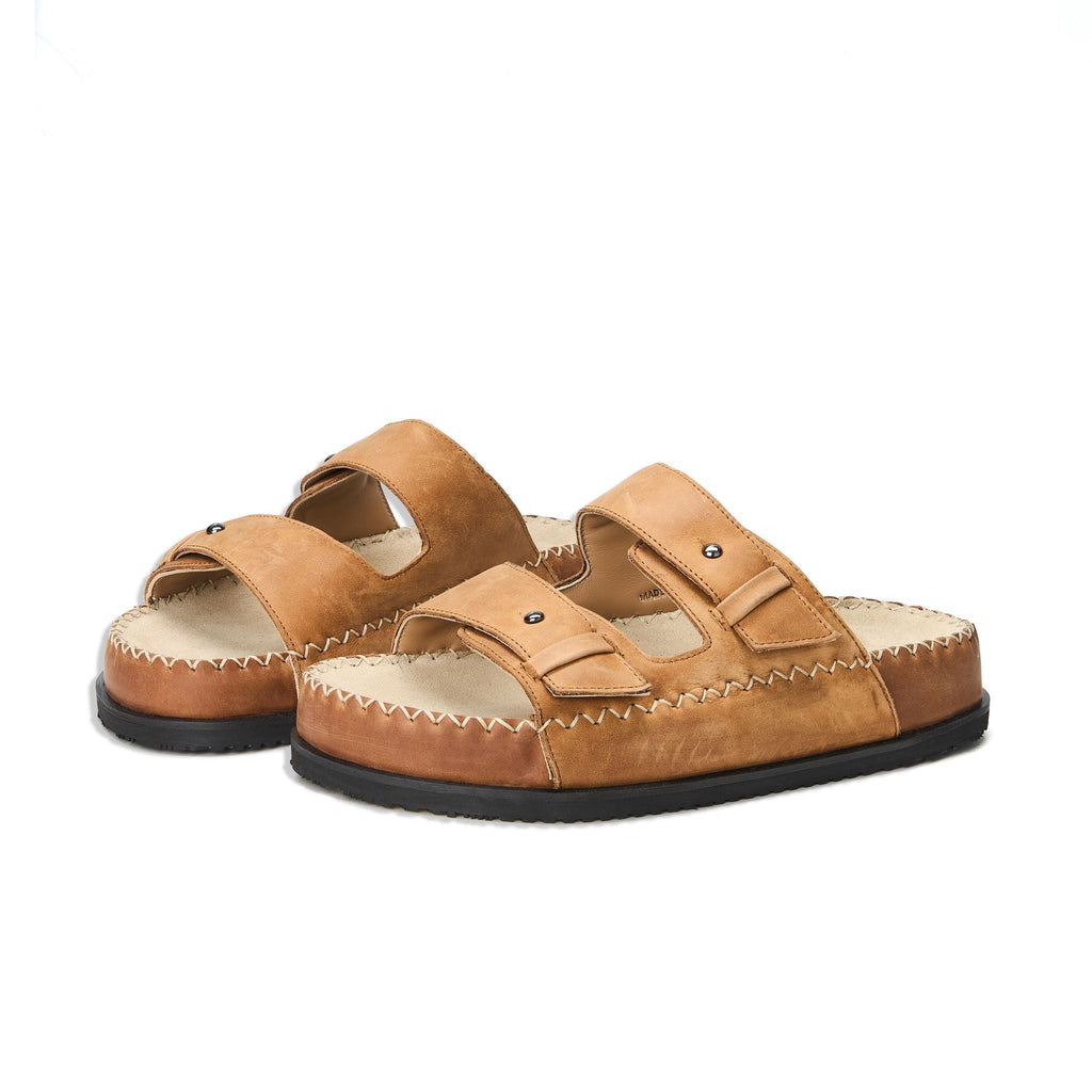 TWO-STRAP SANDALS - BROWN