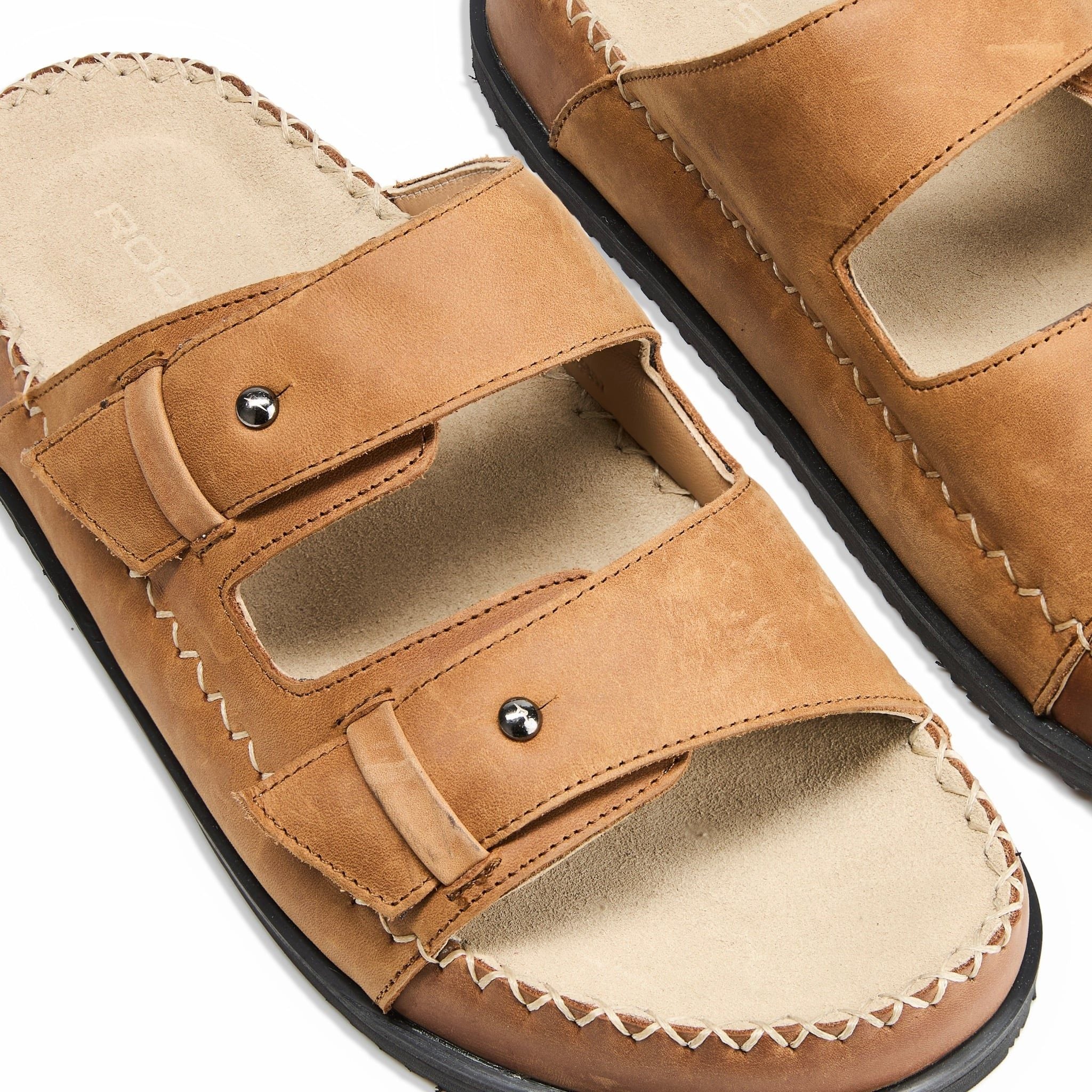 TWO-STRAP SANDALS - BROWN