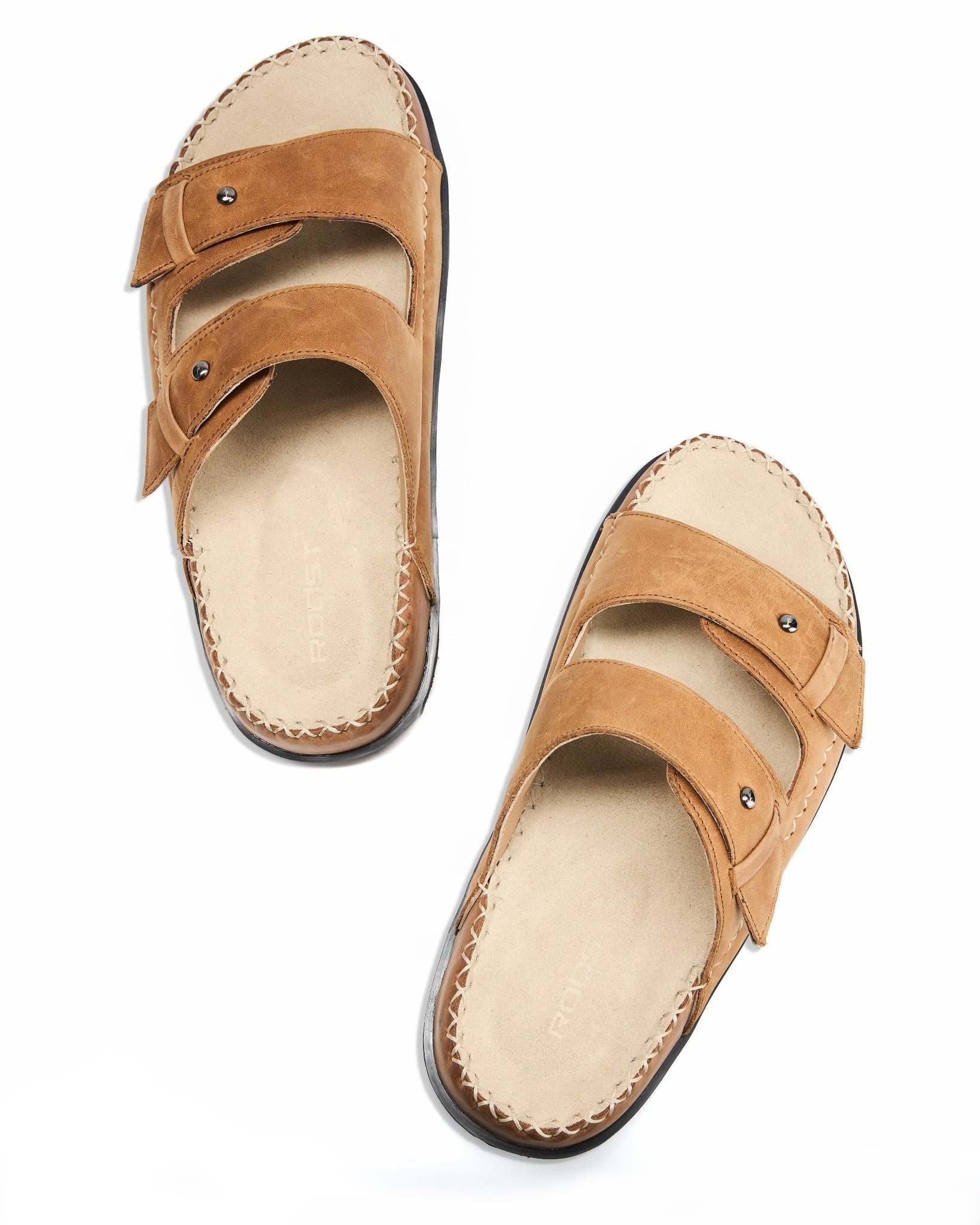 TWO-STRAP SANDALS - BROWN