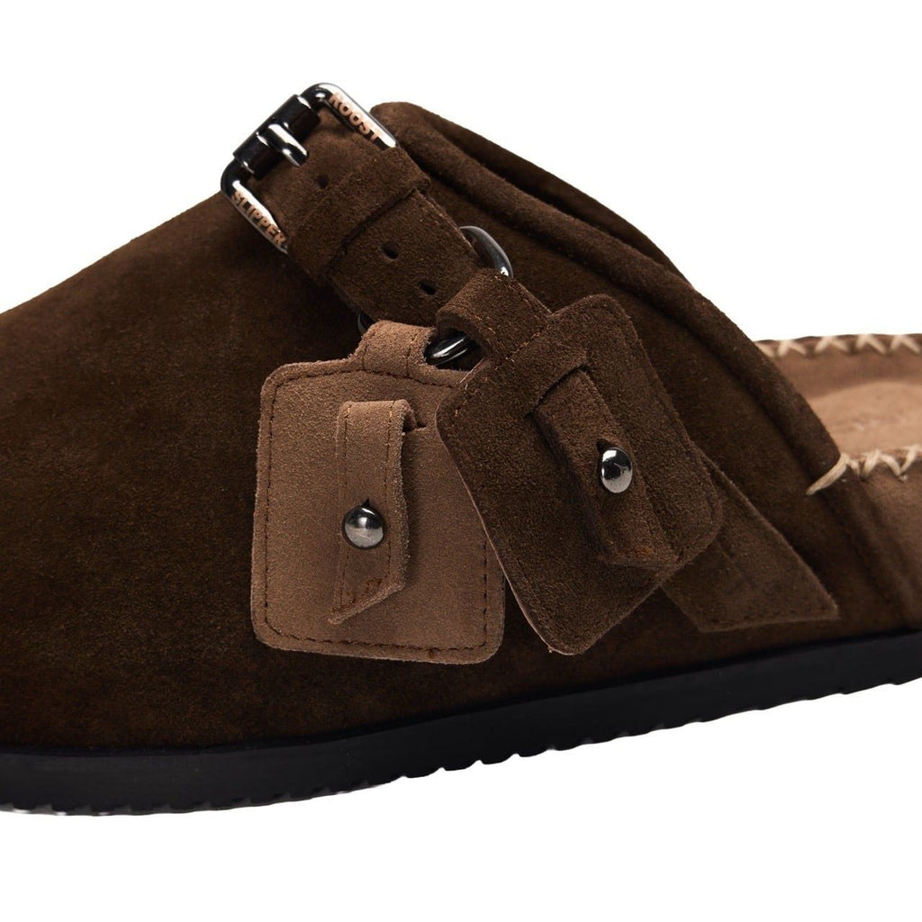 CLOSED-TOE SANDALS - BROWN VELVET TOE