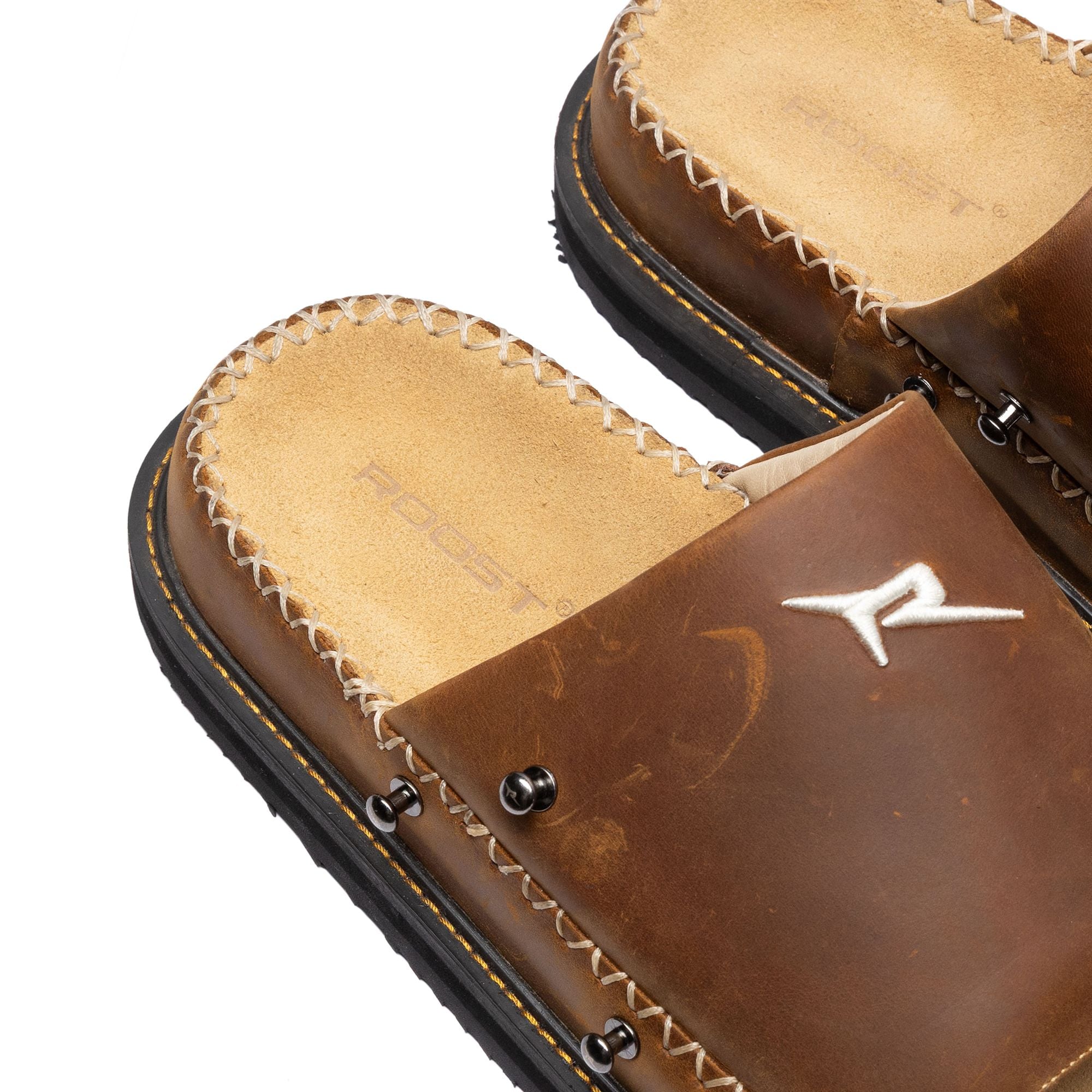 LEATHER SANDALS - BROWN LEATHER