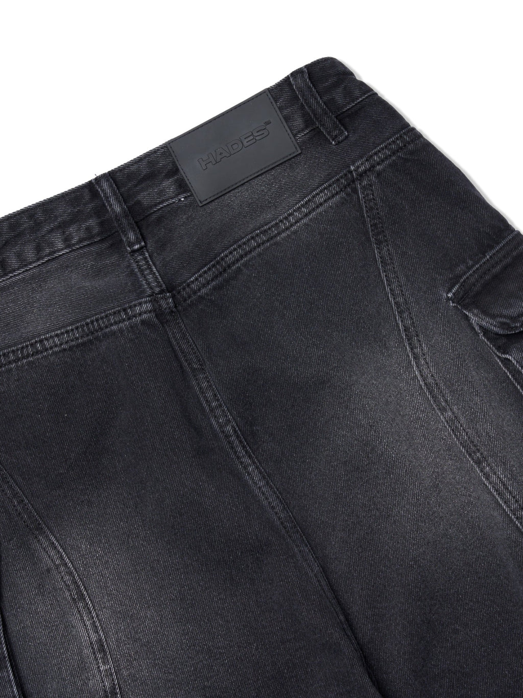 WASH BAGGY DENIM TROUSERS - BLACK