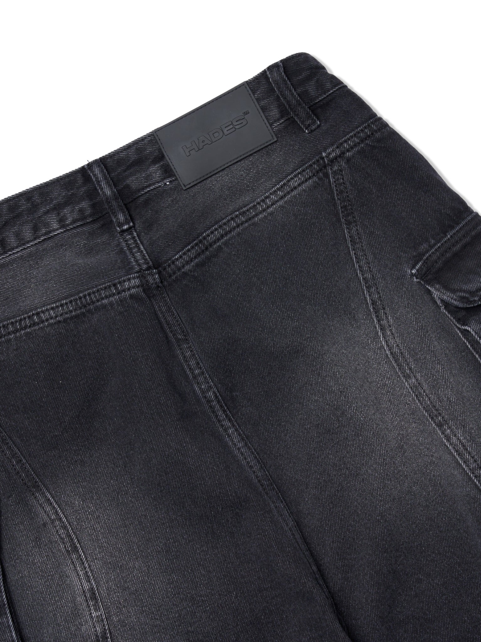 WASH BAGGY DENIM TROUSERS - BLACK
