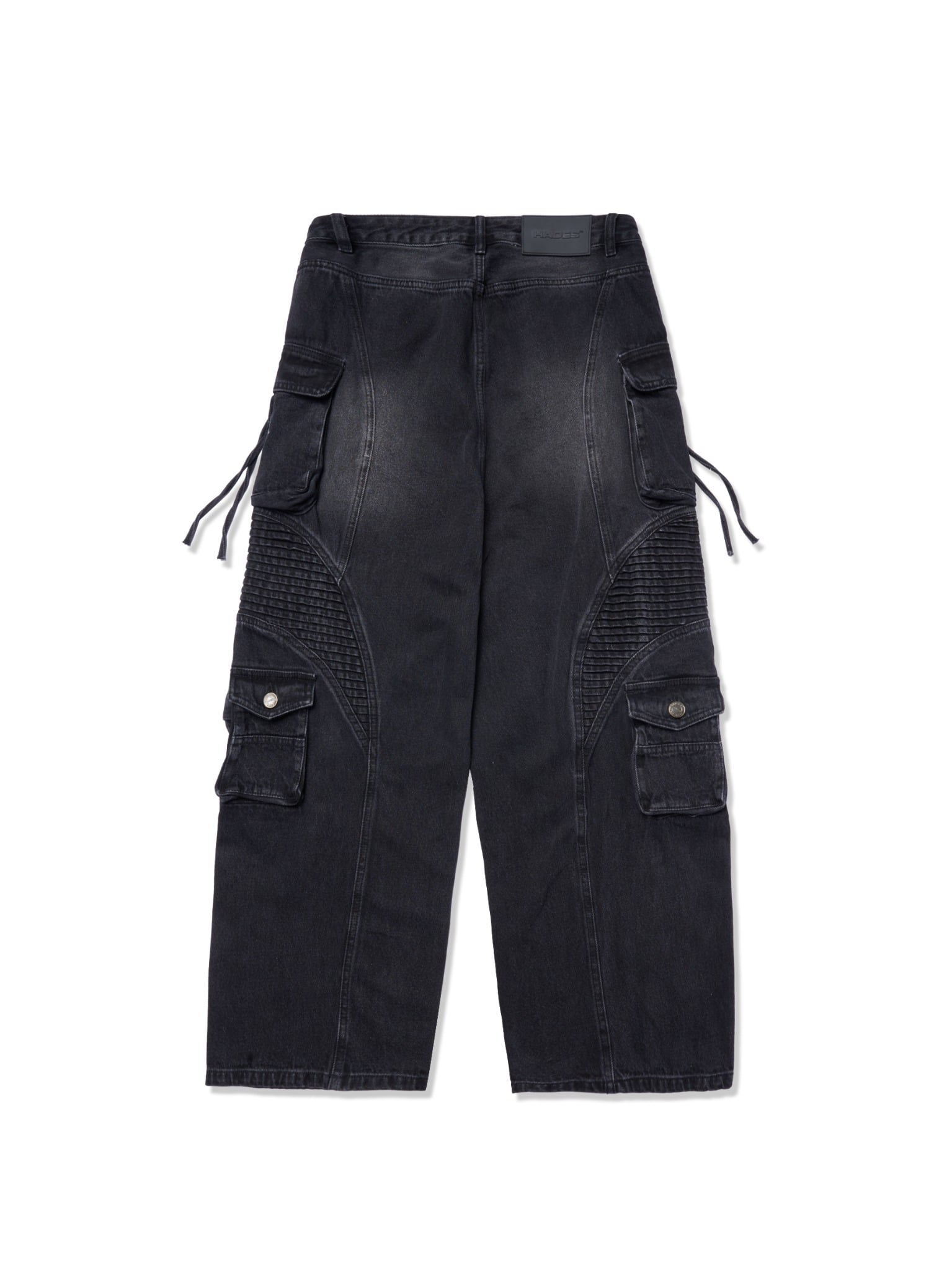 WASH BAGGY DENIM TROUSERS - BLACK