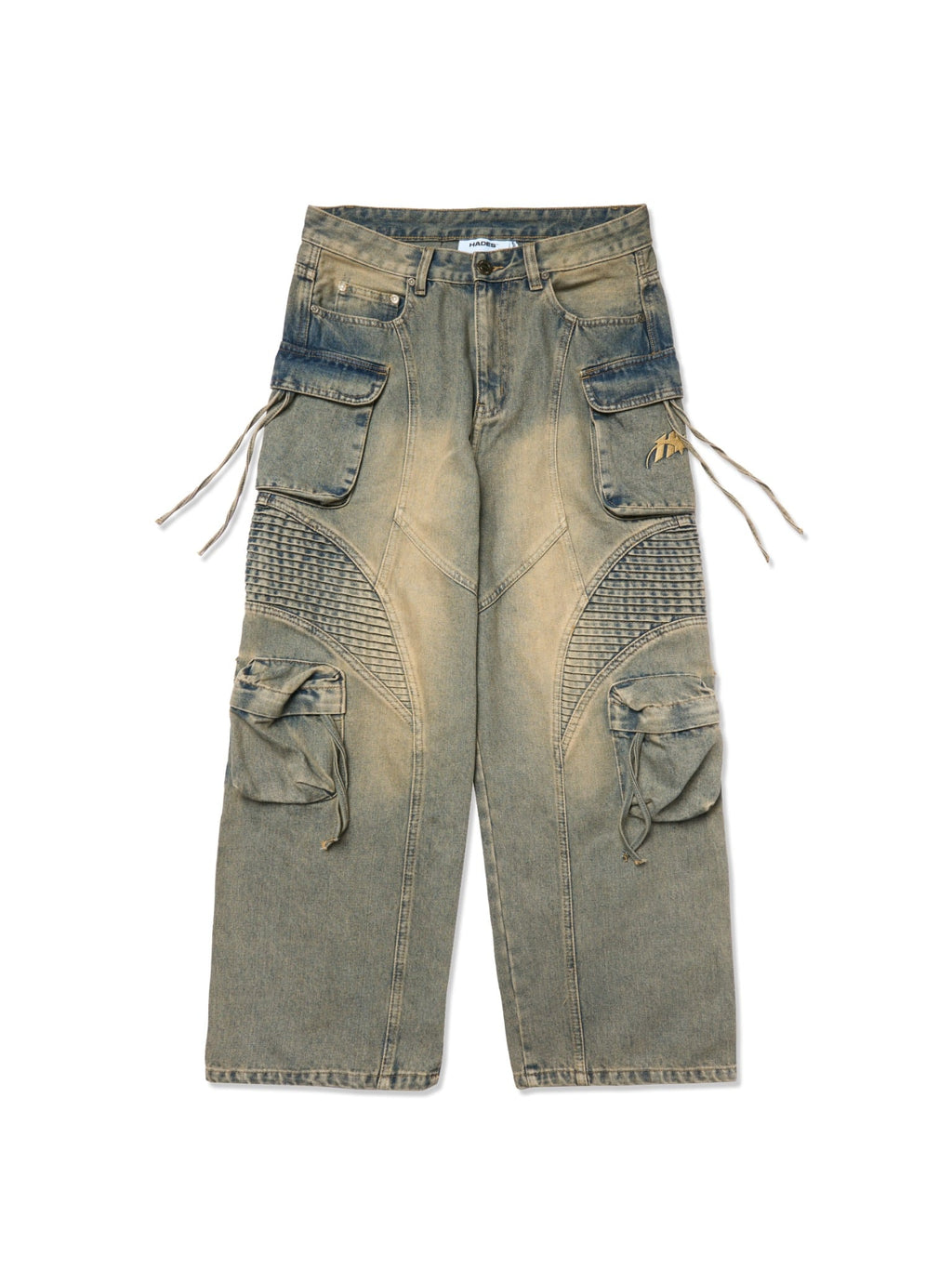 WASH BAGGY DENIM TROUSERS - BLUE