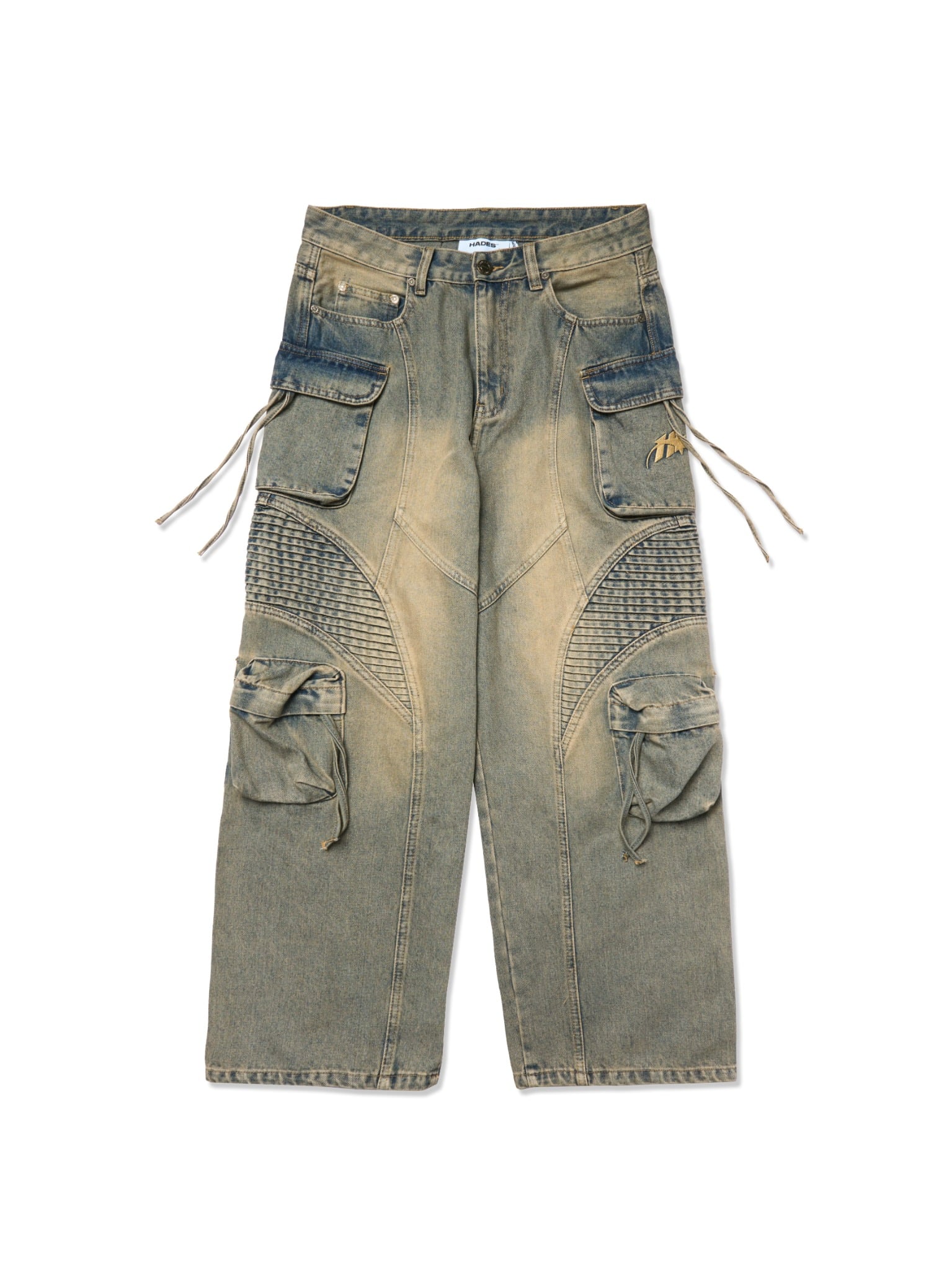 WASH BAGGY DENIM TROUSERS - BLUE