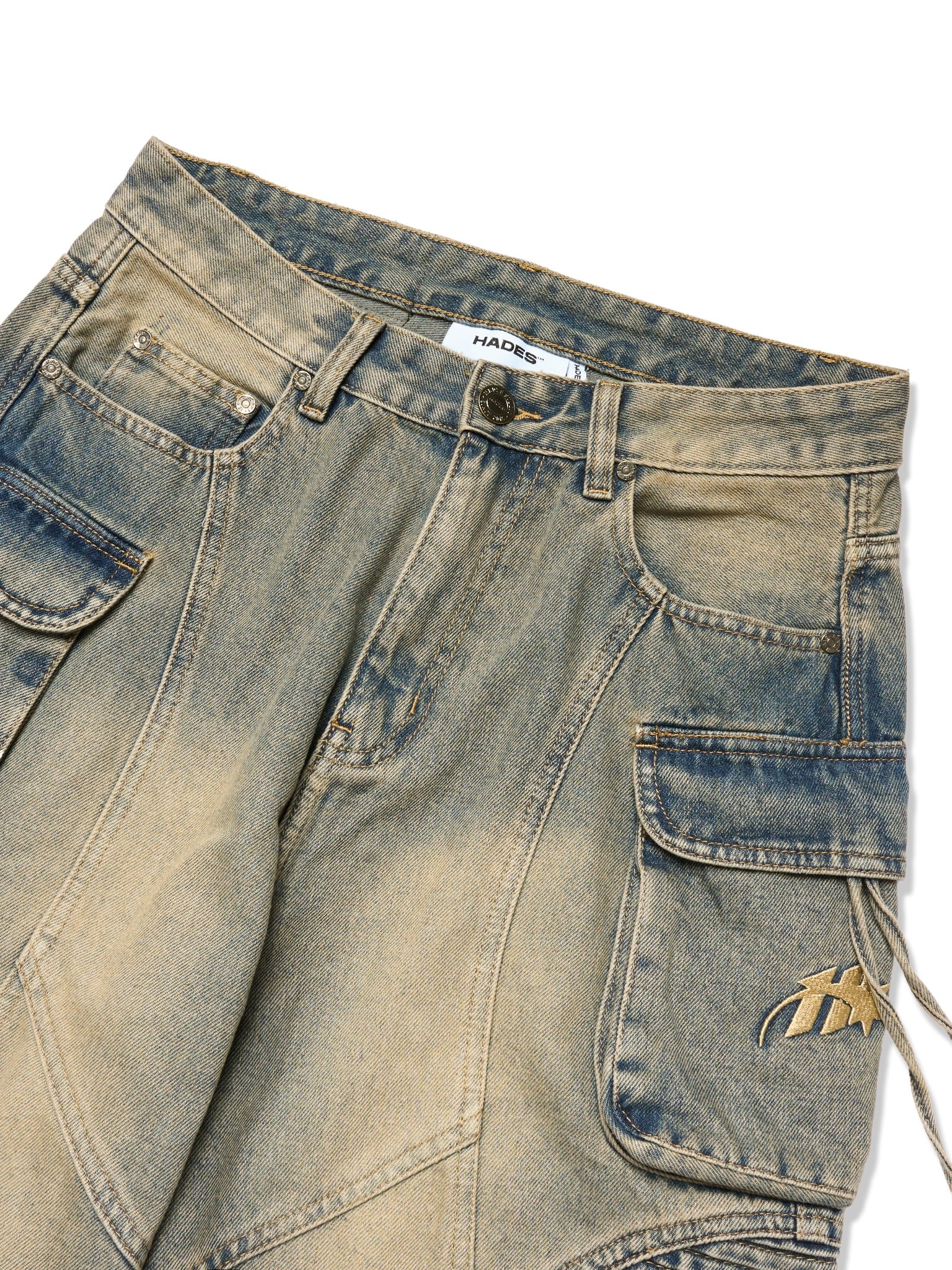 WASH BAGGY DENIM TROUSERS - BLUE