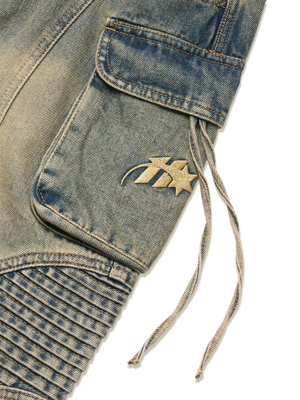 WASH BAGGY DENIM TROUSERS - BLUE