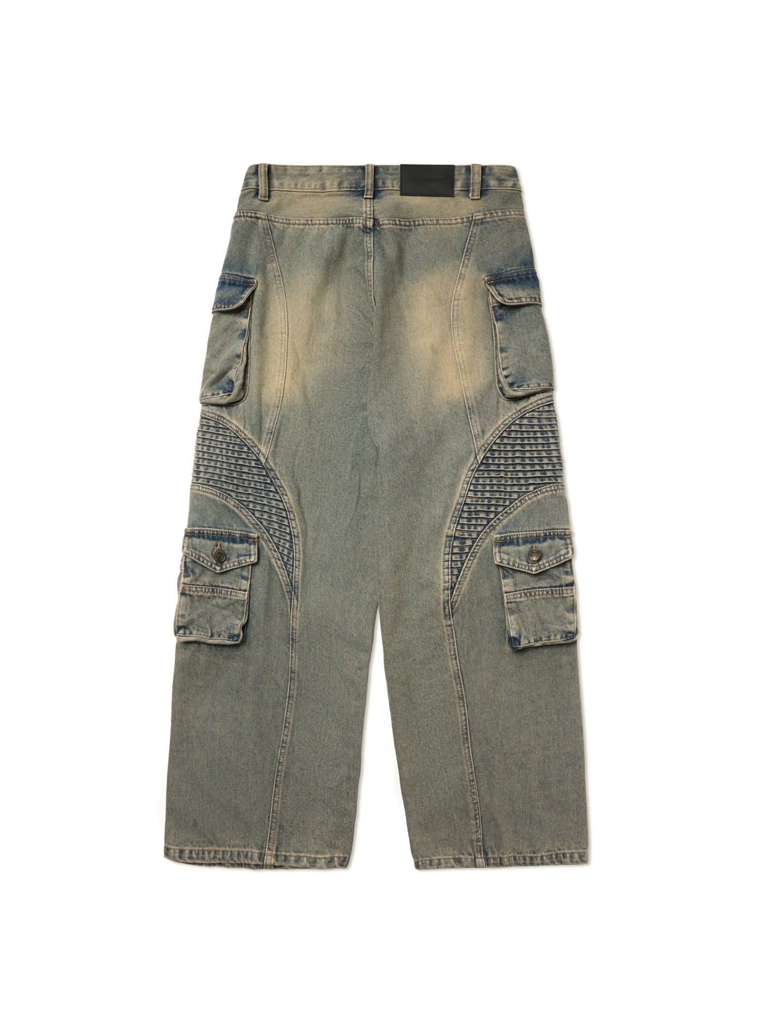 WASH BAGGY DENIM TROUSERS - BLUE