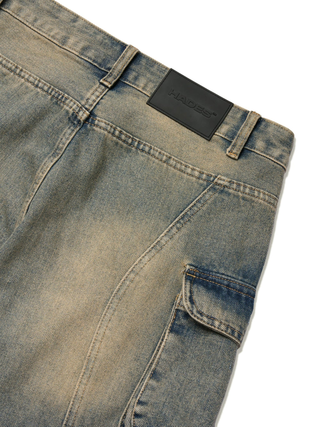 WASH BAGGY DENIM TROUSERS - BLUE