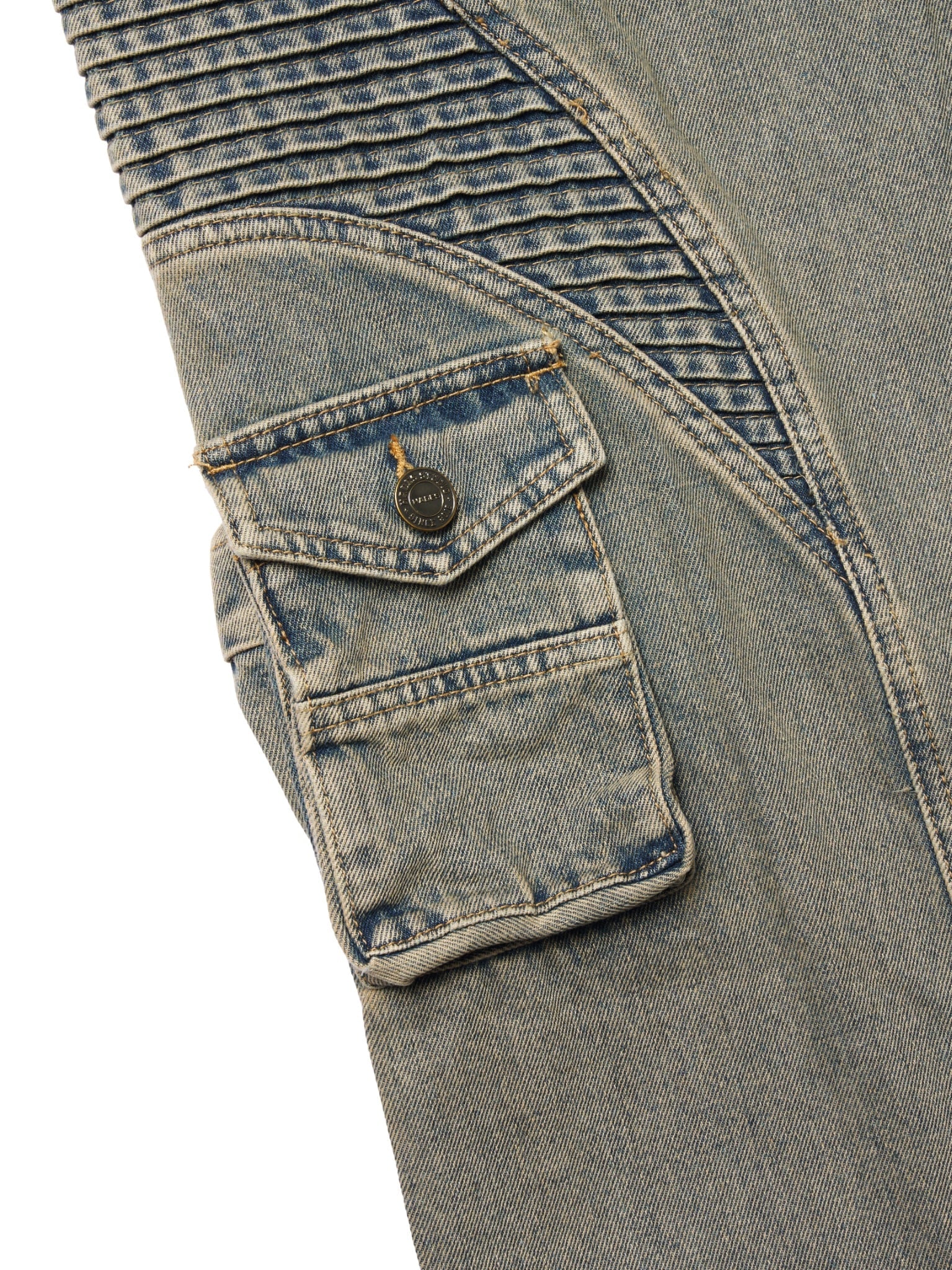 WASH BAGGY DENIM TROUSERS - BLUE