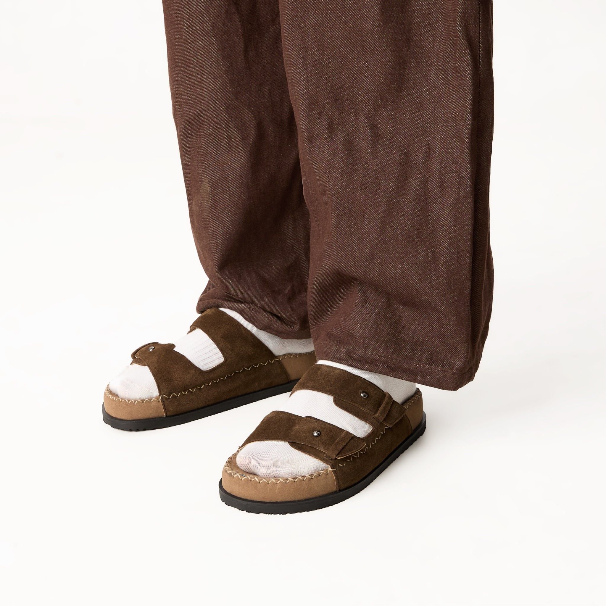 TWO-STRAP SANDALS - VELVET BROWN