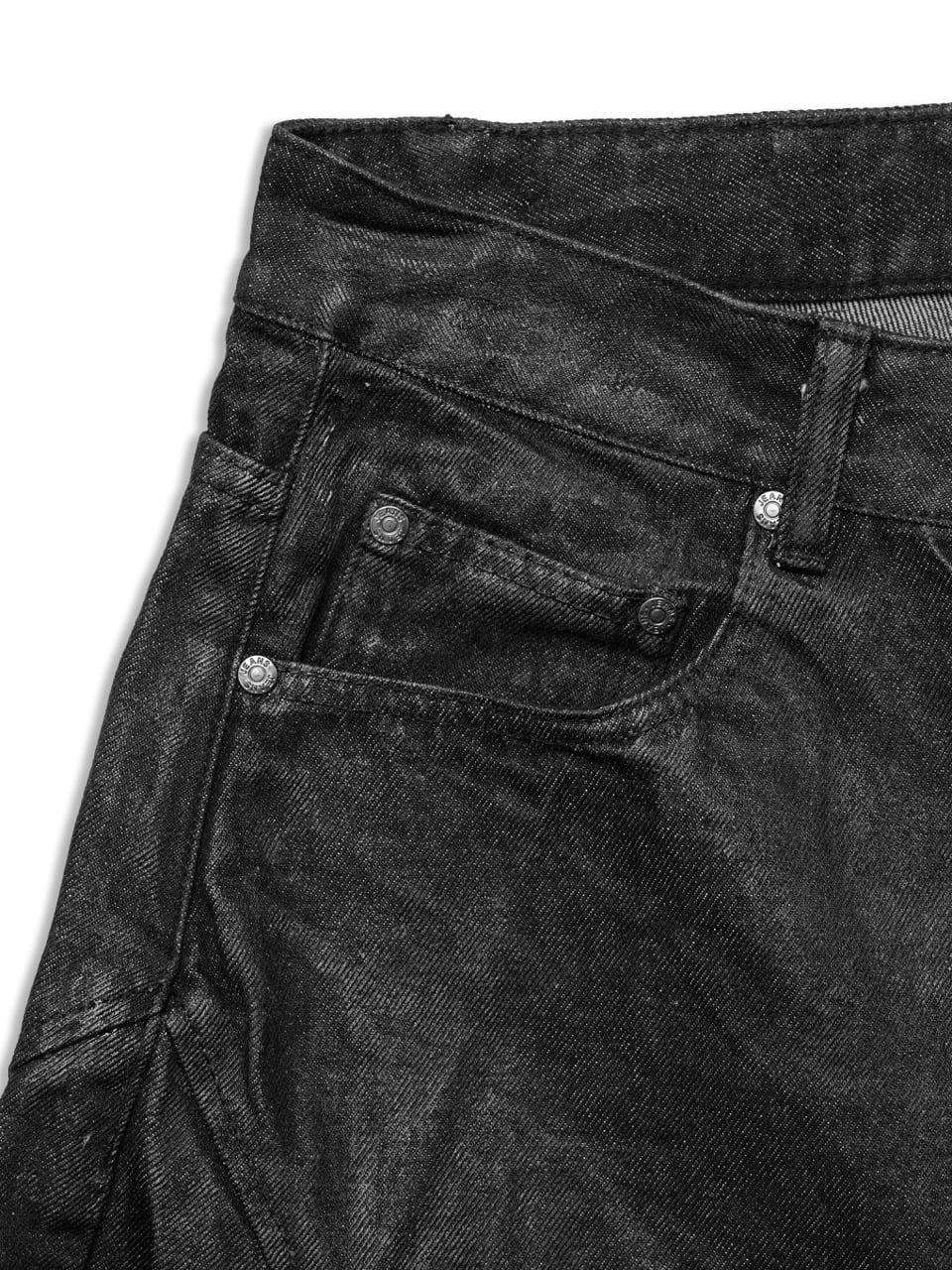FAUX LEATHER COATED WIDE-LED JEANS