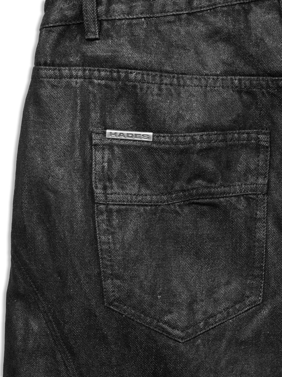 FAUX LEATHER COATED WIDE-LED JEANS